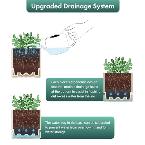 Phoenix Vine 4 Inch Planter Pot with Drainage Hole & Saucer, Deep Water Catch Tray, Straight Cylindrical Round Pot for Plants, Oatmeal, Pack of 6, 23-E-R-6 - color: Oatmeal, size: 4" (6 Pack)