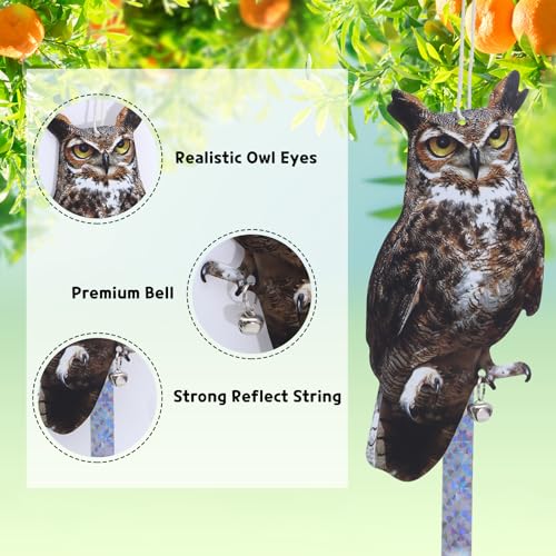 Bird Scarer, 2Pack Fake Owl Hanging Owl to Keep Birds Away Reflective Hanging Bird Decoration to Keep Birds Away from Garden Patio Windows, Mighty Hawks 2pcs - color: Mighty Hawks 2pcs