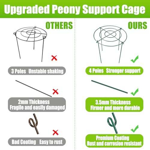 8 Pack Peony Cages and Supports, 11.5" Dx16 H Metal Plant Supports - size: 11.5" Wx16" H-8 Pack