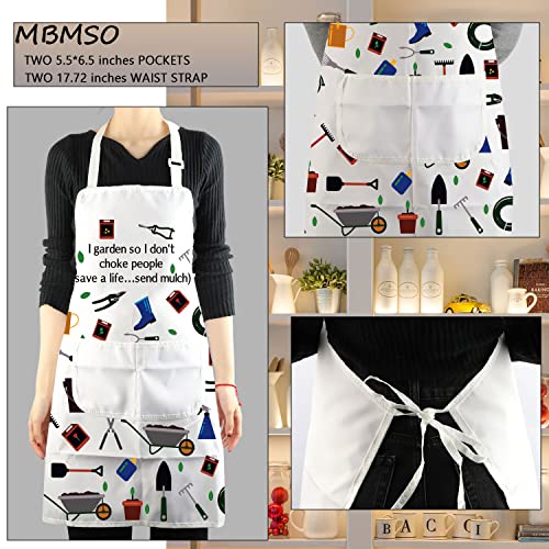 MBMSO Gardener Apron I Garden So I Don't Choke People Save a Life Send Mulch Funny Gardening Aprons with Pockets Waterproof