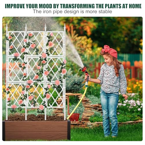 WellSign 63 Inch Metal Pipe Garden Trellis for Climbing Plants Outdoor - color: White