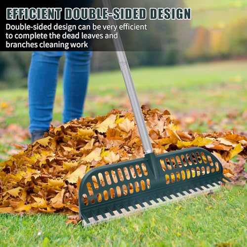 2 in 1 Artificial Turf Rake, 32-61" Turf Brush Broom for Artificial Grass