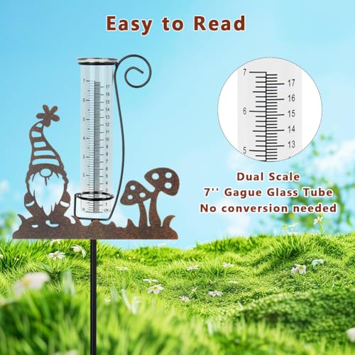 Gnome Rain Gauge Outdoor, Metal Rain Gauges - color: Gnome-Mushroom