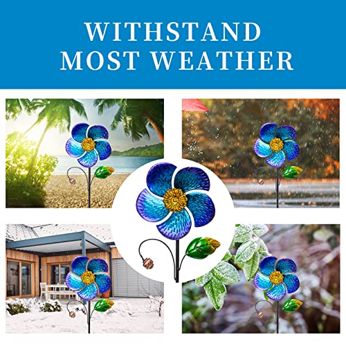 Viveta 2 Pack Wind Spinners with Metal Stake, Outdoor Garden Pinwheels - color: B-blue-2 Pack