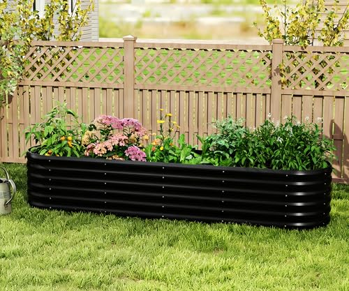 Besebay Galvanized Raised Garden Bed, Outdoor Planter Bed, - color: Black, size: 8x2x1.5ft