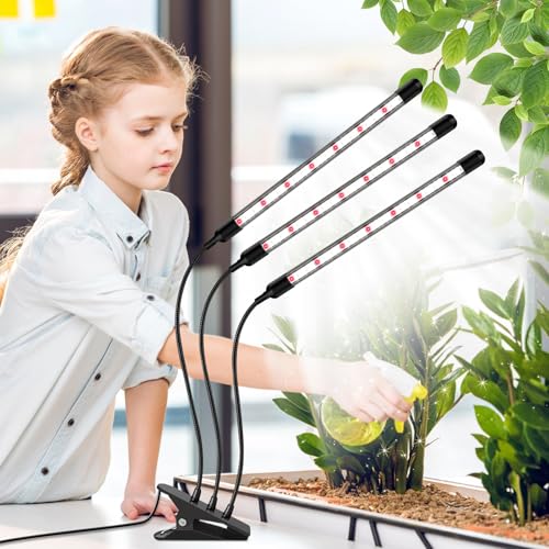Tri-Head Clip Grow Lights for Indoor Plants, Full Spectrum Plant Lights. - size: 3 Heads(Pack 2)