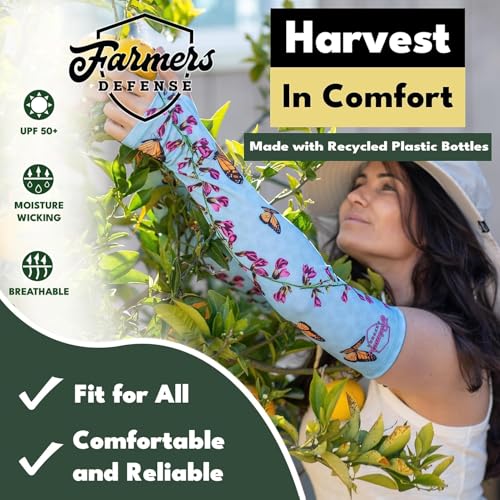 FARMER'S DEFENSE Gardening Arm Sleeves|UV Cooling Protective Sleeve Women & Men|Anti-Scratch Cover Sun UPF Outdoor Protection - Heather Yellow - XS - color: Heather Yellow, size: X-Small