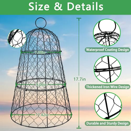 6 PCS 17.7"H X 11.42"D Garden Cloches,Chicken Wire Plant Covers Protectors Modular Design for Customizable Protection,Rust-Proof Heavy Duty Metal Plant Cage for Seedlings Flowers Protect from Animals