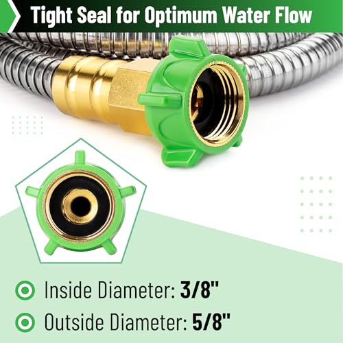 UNCO- Stainless Steel Metal Hose, 4 Feet, No Kink, Short Garden Hose Metal - color: Silver, size: 4 ft