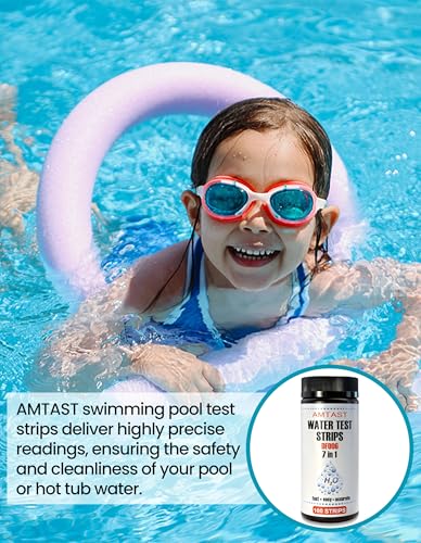 7 in 1 Water Test Strips 100Pcs Pool Test Strips Pool Water Testing Kit Test for PH, Total Chlorine, Free Chlorine, Total Alkalinity, Cyanuric Acid, Total Hardness, Bromine (Model DF006) - color: DF006