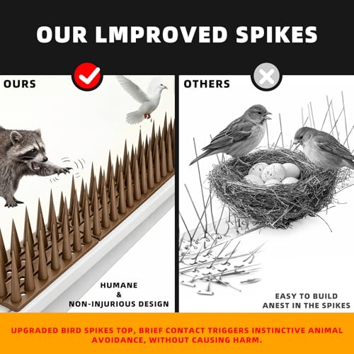 Bird Spikes, 6 Pack, 8.4 FT Total Coverage, Outdoor Bird Deterrent, Brown - color: Brown, size: 6 pack