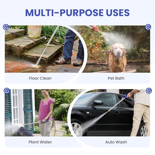 Jet Nozzle for Garden Hose, High Pressure Washer Hose Nozzle, Power Washer Wand with 2 Different Nozzles and Hose Quick Connectors for Car Washing, Garden Cleaning, Patio (Blue) - color: Blue