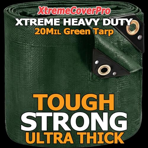 20' x 40' - 20mil Green Tarp Heavy Duty Waterproof UV Protection 20x40 ft - color: Green, size: 20'x40'