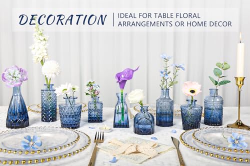 SUPMIND Glass Bud Vase Set of 12, Small Blue Flower Vases for Centerpieces - color: Blue, size: 12Pcs