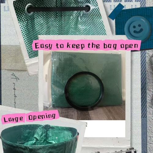 JKKGS Yard Waste Bags (3-Pack, 72 Gallons, H30 x D26 inches), Reusable, Heavy Duty Collapsible Standable Garden Lawn Leaf Bags and Trash Bags for Debris, Grass, Recycling, Camping, Parties, Laundry