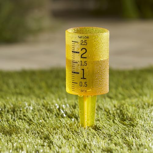 Taylor Jumbo JR Rain Gauge, Measure and Monitor Precipitation, Easy to Read for Backyard, Patio, Garden, and Lawn, 5-inch, Yellow