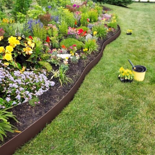 Landscape Edging 80FT, 4IN Tall Garden Edging Borders with 120pcs Stakes - color: Brown, size: 4IN x 80FT