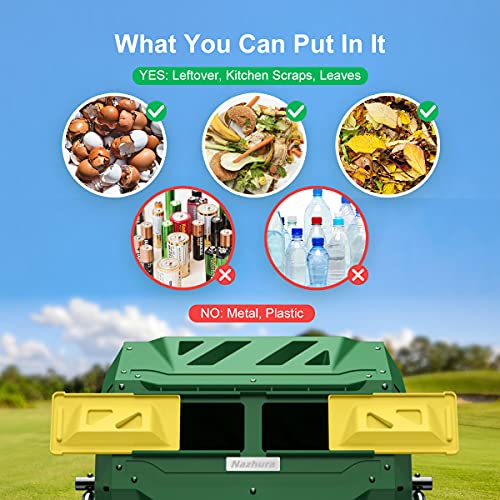 Compost Tumbler Bin Composter Dual Chamber 43 Gallon (Bundled with Pearson's Gardening Gloves) - color: Green