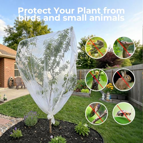 Fruit Tree Netting Cover with Zipper & Drawstring, 10ft x 10ft Insect Bird Barrier Netting for Garden Protection, Ultra Fine Mesh Garden Netting Pest Barrier, Extra Large, 1 Pack - size: 10 x 10 ft(1 Pack)