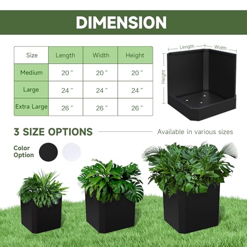 Metal Planter Box 24”L x 24"W x 24"H Large Square Steel Planter Box - color: Black, size: 24"Lx24"Wx24"H