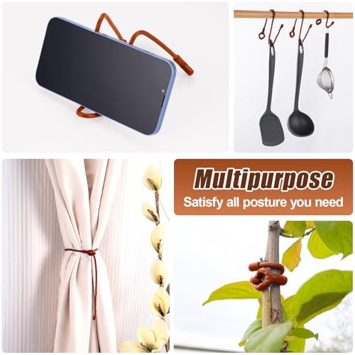 HOMEE 24Pcs Reusable Silicone Cable Twist Ties with Holes 6, 12, 18 inch - color: Brown, size: 6"+12"+18" - 24 PCS
