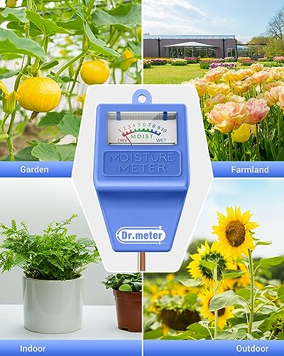Dr.meter Long Probe Soil Moisture Meter Tester for Plants No Battery Needed - color: Blue
