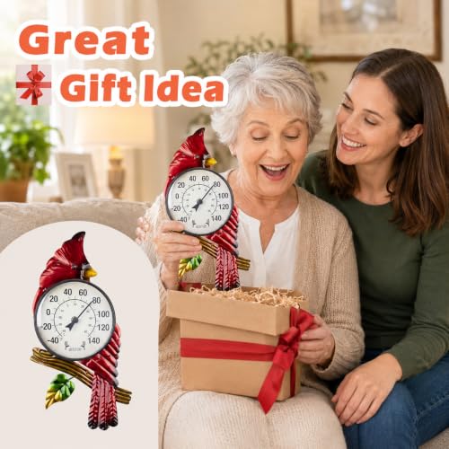 MUMTOP Outdoor Thermometer, Cardinal Outside Decor for Patio, Yard, Garden