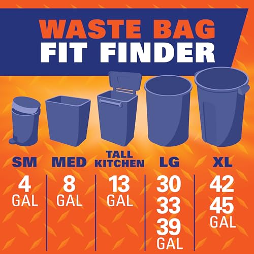 Hefty Strong 33 Gallon Trash Bags with Drawstrings, Black, Unscented, 48ct