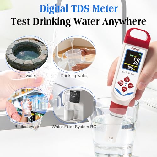 Digital pH Tester for Water, 3 in 1 pH TDS Meter for Drinking Water