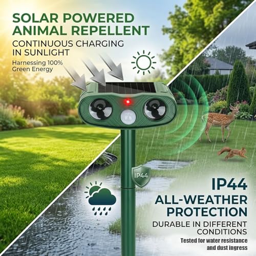 2Pack Ultrasonic Deer Repellent Devices, Animal Repeller Outdoor