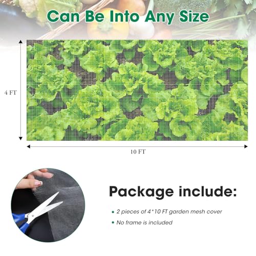 Unves 2 Pack 4 x 10 FT Garden Netting, Bird Netting for Garden - size: 4x10 Ft