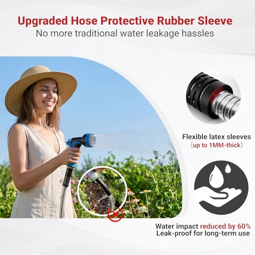 Lefree 75ft Metal Garden Hose - 304 Stainless Steel Water Hose - color: Silver, size: 75FT