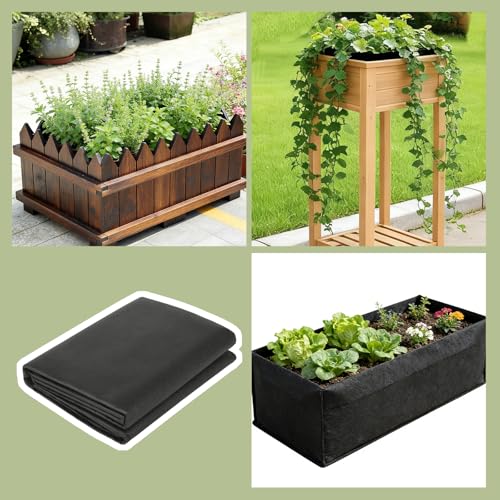 Raised Garden Bed Liner, Cuttable Non Woven Fabric Plant Liner, Non Woven Fabric Liner for Large Veg Trough, Replacement Felt Window Box Liners for Vegetable Gardening (2PCS 63 * 83 in)