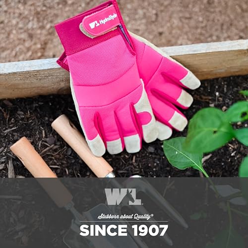 Wells Lamont Women’s HydraHyde Split Leather Hybrid Pink Gloves, Large (3268L) - size: Large