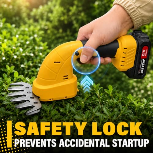 2-in-1 Cordless Hedge Trimmer & Grass Shear, 21V, Yellow