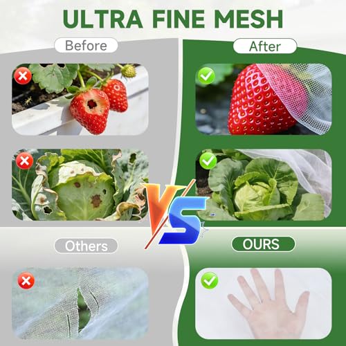 Garden Netting for Raised Beds 2PCS, Raised Garden Bed Plant Netting Cover Mesh with Drawstring for Garden Protection, Rectangular Bird Insect Netting Pest Barrier Screen for Vegetable, 4x2x1ft, White - color: 2pcs White Mesh