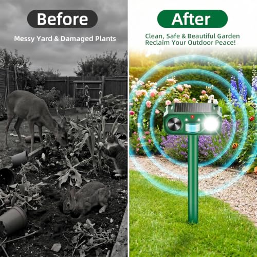 2026 New Sonic Fortress Pro Deer Repellent Motion Activated Cat Deterrent Outdoor Solar Ultrasonic Animal Repeller with Strobe Light for Skunk Rabbit Raccoon Squirrel Fortress Pro for Yard Garden(4)