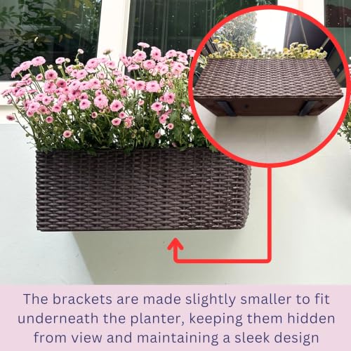 LaLaGreen Wall Planters Outdoor (20in, 4 Pack) Hanging Window Flower Boxes - color: Brown X 4