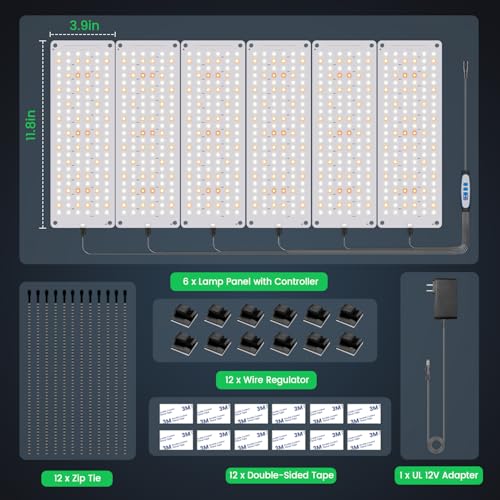 Garpsen Plant Light, 882 LEDs Full Spectrum 6000K Grow Light Panel, 6Panels - size: 6Panels