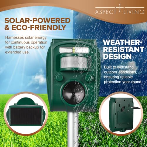 2026 Solar Ultra-Sonic Cat Animal+Deer Repellent Outdoor Deterrent Repeller