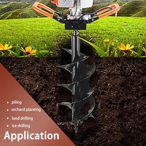 6 Inch Earth Auger Drill Bits for Planting, 6 x 31.5 Gasoline Engine Auger Post Hole Digger Drill Bits, Bulb Planter Tool with 3/4 Shaft