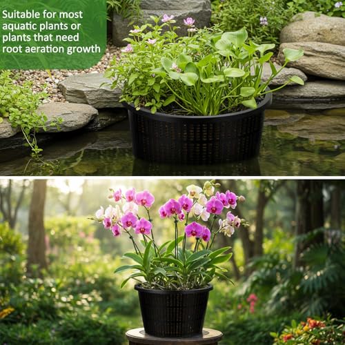 Weysat 16 Pcs Pond Plant Baskets 8.3 x 5.1 Inch, Aquatic Net Pot N Mesh - color: N Mesh, size: 8.3 x 5.1 Inch