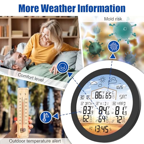 Uzoli EM3567 6.7" Round Wireless Weather Station Indoor Outdoor Thermometer