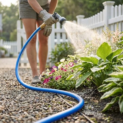 50 ft Heavy Duty 3/4” Garden Hose, Solution4Patio, Male to Female Fittings - color: Blue/White, size: 3/4 in. x 50 ft.