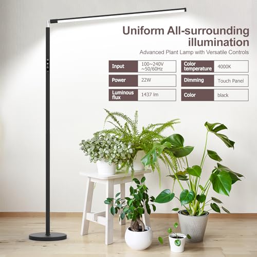 STERREN Plant Floor Lamp for Indoor Plants, Full Spectrum Grow Light - color: Black