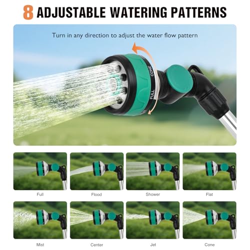 Yesker Metal Watering Wand for Garden Hose, 21 Inch, 10 Spray Patterns, Adjustable Water Sprayer with Pivoting Head, Garden Hose Nozzle with Thumb Flow Control, Ideal for Water Plant and Yard Washing - size: 21 Inch (Upgraded)