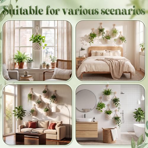6 Pk Macrame Plant Hanger,5 x 9 Inch,White - color: White, size: 5 x 9 Inch