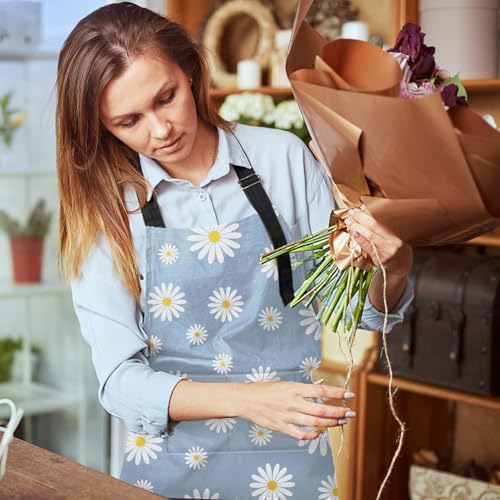 Britimes Apron with Pockets, 32x28 inch, for Women Men, Daisy Blue - color: Daisy