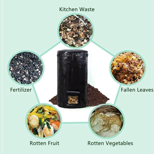 Compost Bin Bags 34 Gallon Garden Compost Bags Outdoor Reusable,Organic Waste Garden Yard Compost Bag Collapsible Leaf Lawn Bags Gardening Container (Black 4pcs) - color: Black 4pcs