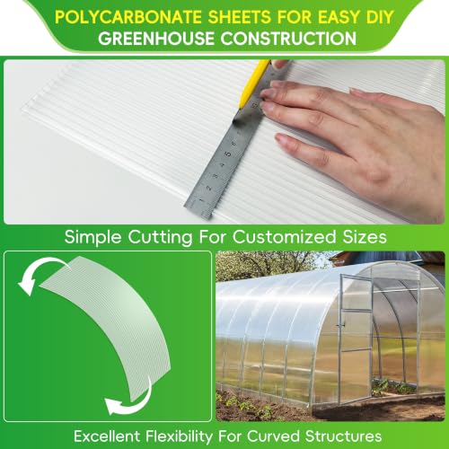 RITOLLO 6 Pack 6'FT x 2'FT x 0.24" in Polycarbonate Sheet for Greenhouse - size: 6'FT x 2'FT x 0.24" in